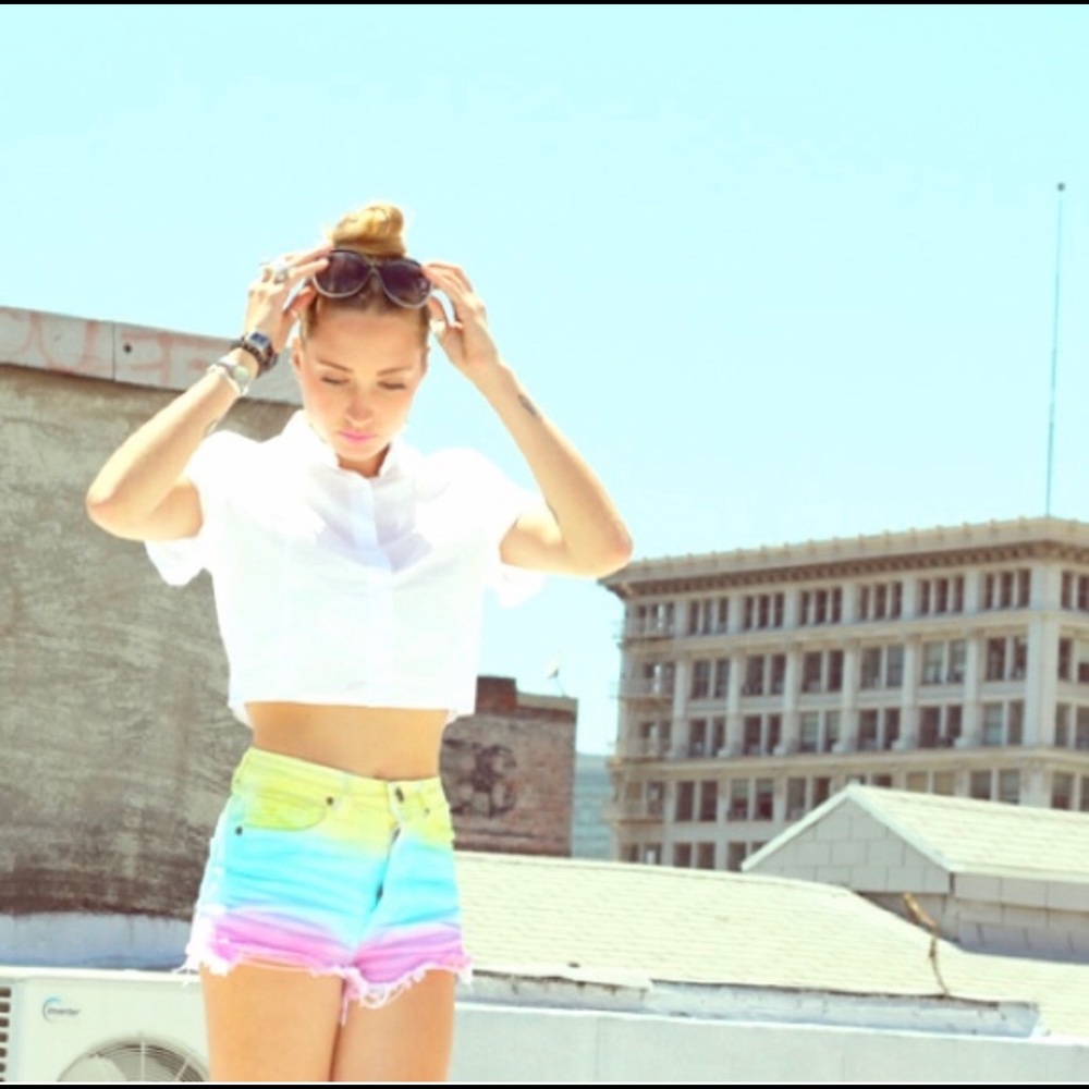 RARE UNIF rainbow shorts— LISA FRANK vibezz